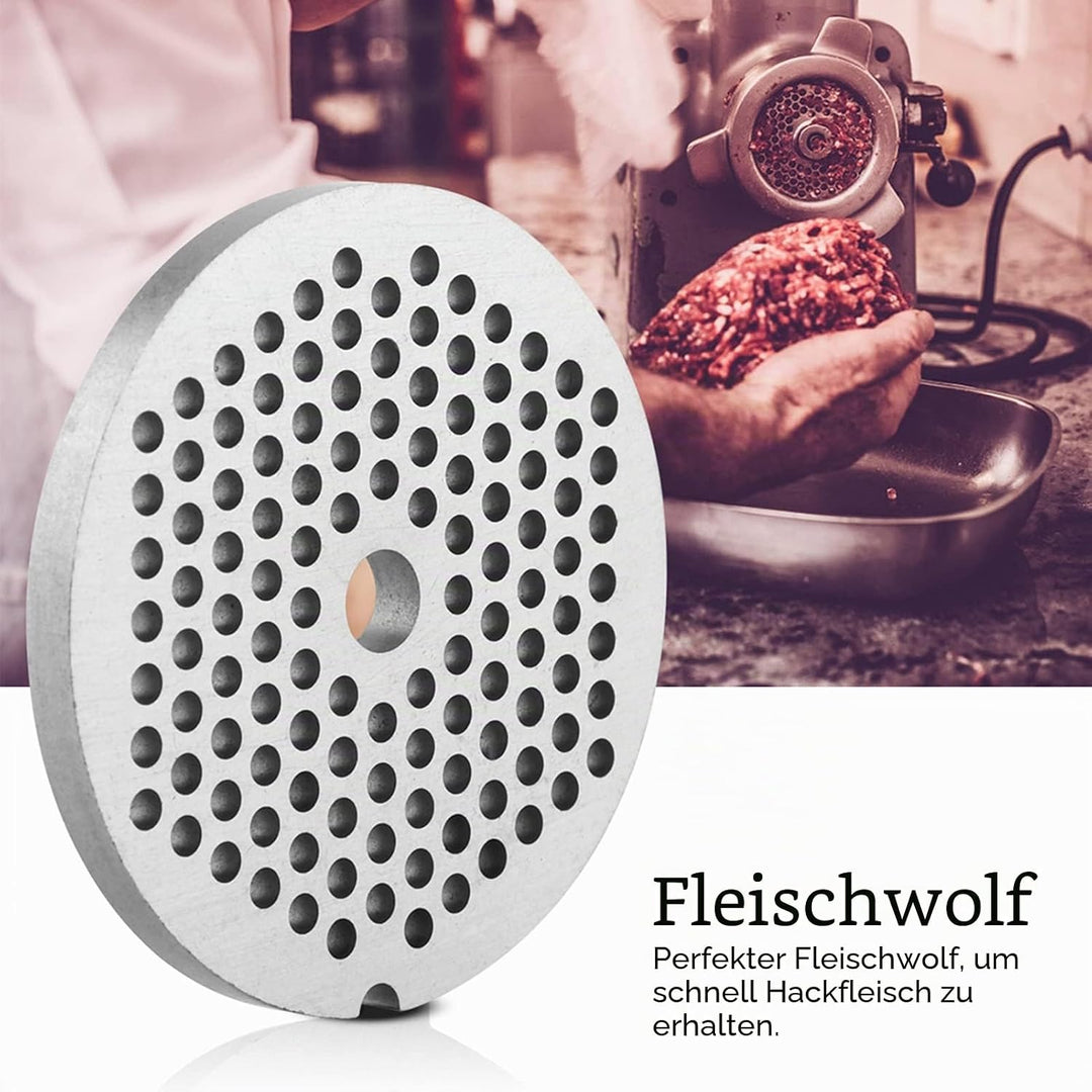 Lochscheibensatz für alle Fleischwolf Grössen, Edelstahl-Messer für Fleischwolf Schleifer Kleines ru