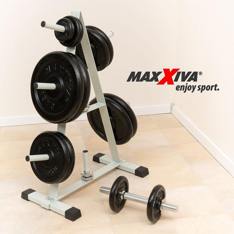 MAXXIVA Hantelscheiben 2er Set Gewichtsplatte je 15 kg 100% Gusseisen schwarz 30 kg Fitness Krafttra