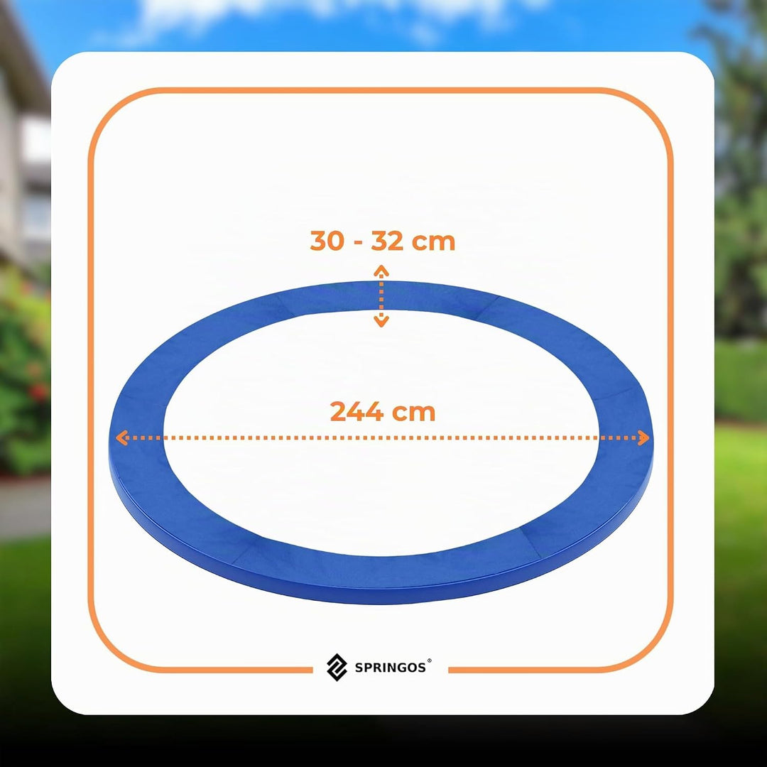 SPRINGOS Trampoline Randpolster Umrandung Ersatzteile für Trampoline Blau 244 cm, Blau 244 cm