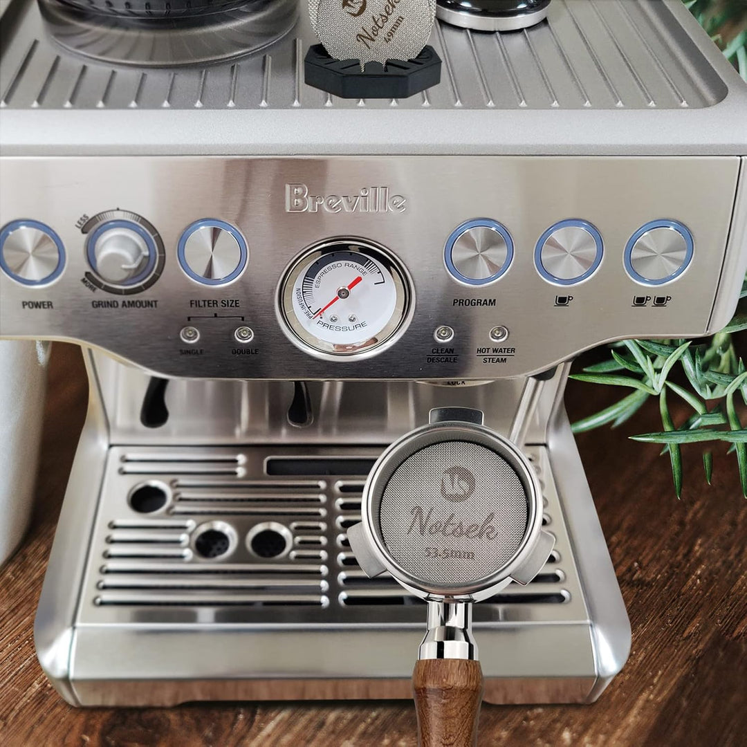 NOTSEK Bodenloser Siebträger 54mm mit Puck Screen, Siebträger 54mm kompatibel mit Sage/Breville Bari