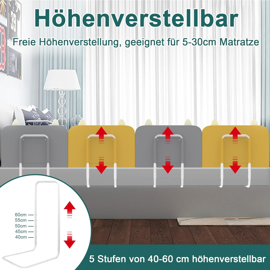 NAIZY Rausfallschutz Bett Kinder Baby Bettgitter mit 5-Loch Verstellbare Höhenverstellbar Kinderbett