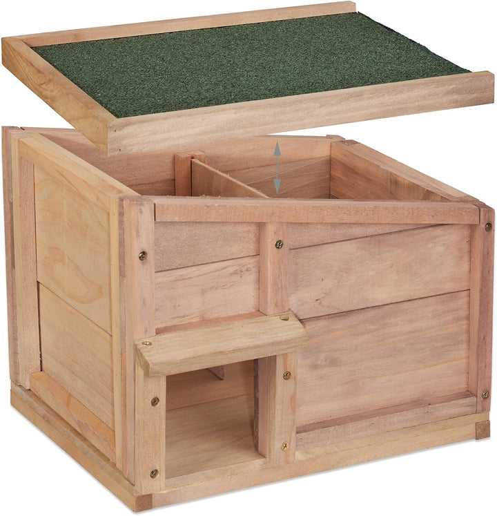 Relaxdays Igelhaus, Holz, Igelhotel mit Boden, 2 Kammern, Winterquartier für Igel, Garten, HBT: 30x4
