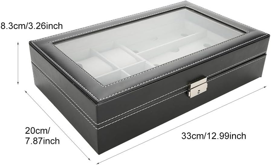 Cocoarm Schmuckkästchen Schmuckbox Männer Frauen Uhrenbox Brillenbox mit Schaufenster Uhren Glasses
