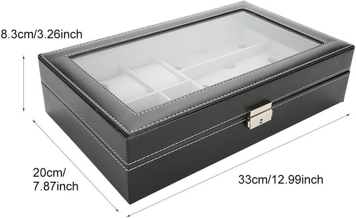 Cocoarm Schmuckkästchen Schmuckbox Männer Frauen Uhrenbox Brillenbox mit Schaufenster Uhren Glasses