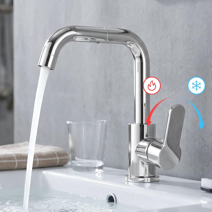 Wasserhahn Bad 360° Dreh Waschtischarmatur Hoch Edelstahl 304 Chrom | Mischbatterie Waschbecken Arma