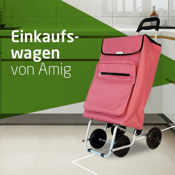 Amig - Einkaufstrolley mit 4 Rädern | Aussentasche für Tiefkühlkost | Maximale Belastung 15 kg |Kapa