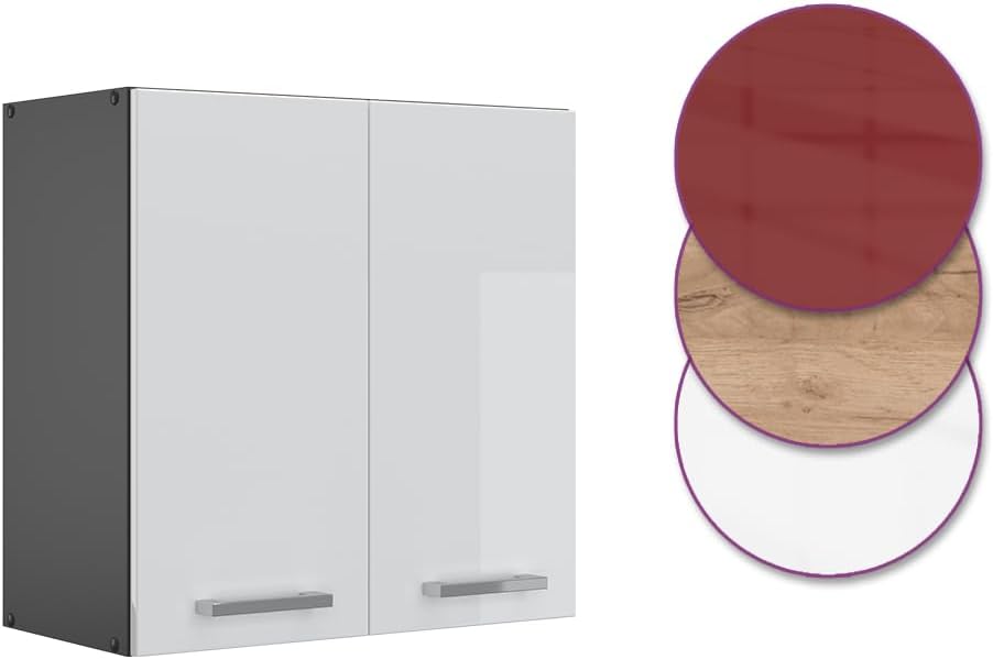 Vicco Hängeschrank R-Line, Weiss Hochglanz/Anthrazit, 60 cm Weiss Hochglanz Hängeschrank 60cm, Weiss