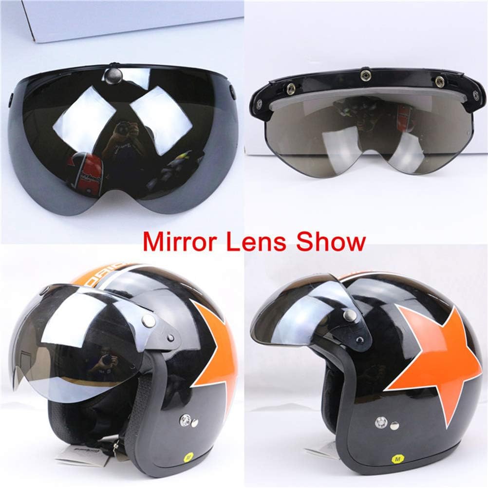 Wopohy Helmvisier Universelles 3 Druckknopf Winddichtes Sonnenschutz Halbgesicht-Retro Motorradhelm
