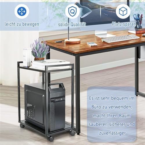 Whchiy PC Ständer, 2 Schicht Mobiler CPU Ständer Universal Computer Ständer mit Rollen für Schreibti