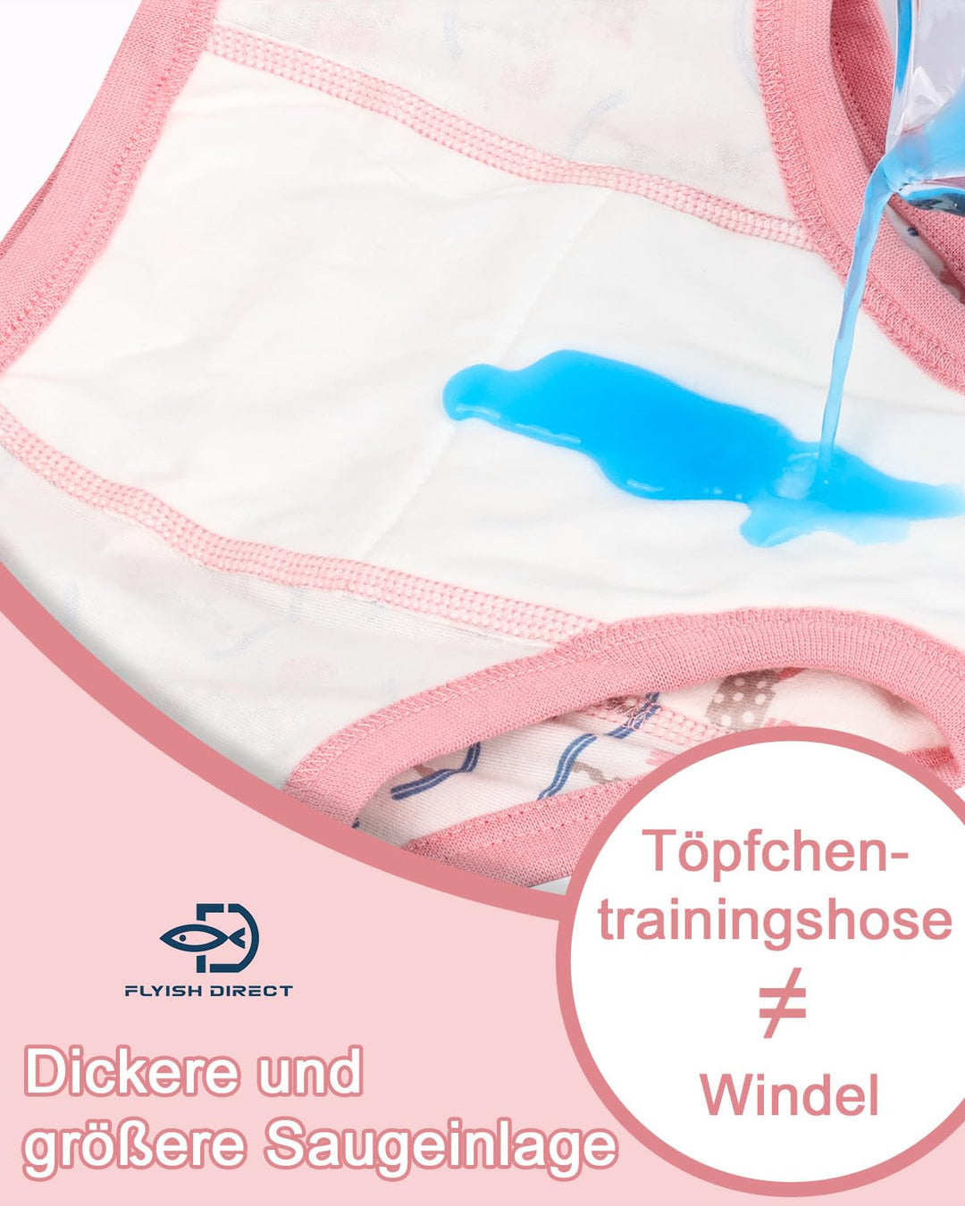 FLYISH DIRECT Töpfchen Trainingshose, Kinder Töpfchentraining Unterwäsche für Jungen und Mädchen, Ki