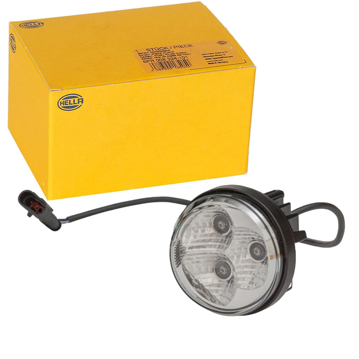HELLA - LED-Tagfahrleuchte - 90mm - 24/12V - rund - Lichtscheibenfarbe: glasklar - LED-Lichtfarbe: w