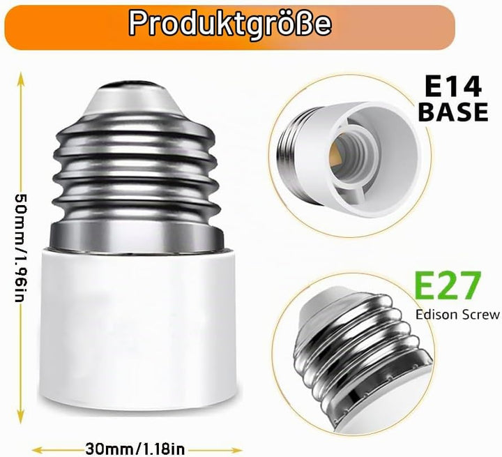Yiahin E27 auf E14 Lampensockel Konverter, Adapter Fassung von grossem zu kleinem Edisongewinde, E27