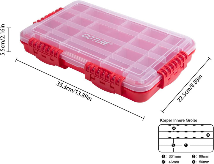 Goture Tacklebox,Kleinteilebox Angeln,Tackle Box Angeln,Köderbox,Angelbox kiste Koffer，Angelzubehör