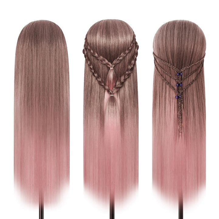 Trainingsköpfe, 28 inch Übungskopf Frisierkopf Friseur 100% Synthetikfaser-Haar Styling Kopf Frisier