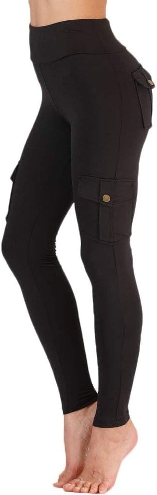 Nuofengkudu Damen High Waist Sporthose Leggings mit Taschen, Schwarz