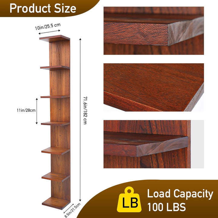 PHOENANCEE 7-stufiges Wandregal, vertikales Regal, Organizer Tall Tower Design dekoratives Wandregal