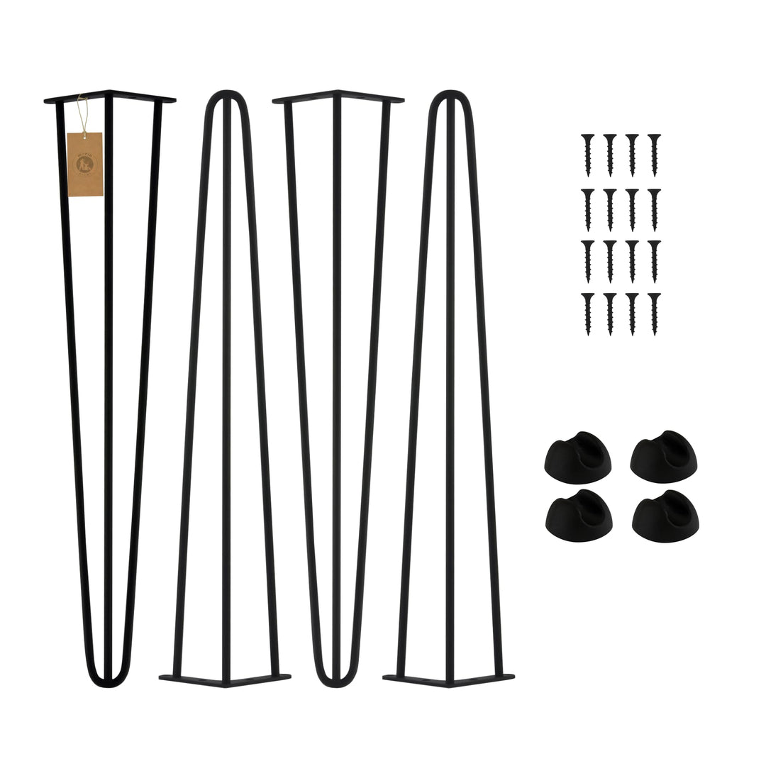 MORIA DESIGN 4 x Hairpin Legs (fi 10 mm) 71 cm schwarz, Metall,  3 Streben -Tischbeine - Tischgestel