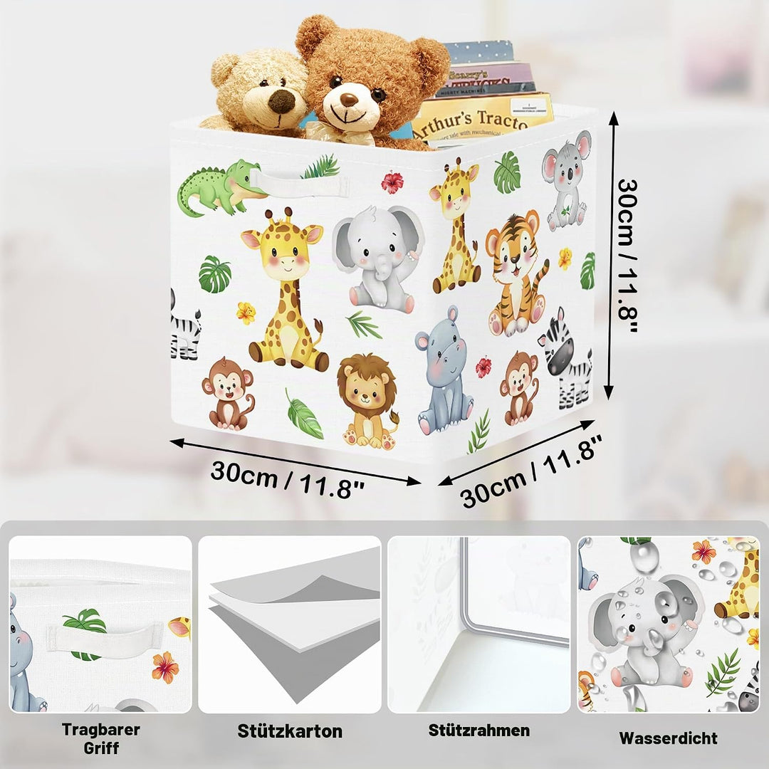30cm Aufbewahrungsbox 3 Stück Waldtiere Aufbewahrungskorb Kinder Faltbar Löwe Giraffe Elefant Aufbew
