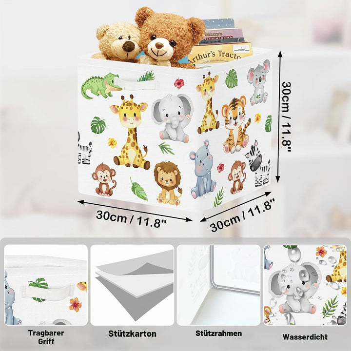 30cm Aufbewahrungsbox 3 Stück Waldtiere Aufbewahrungskorb Kinder Faltbar Löwe Giraffe Elefant Aufbew