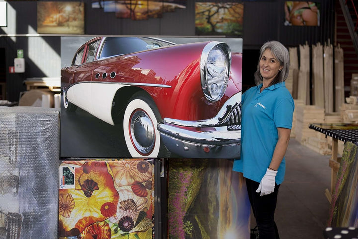 Startonight Bilder Das Retro-Auto Hängt, Leinwandbilder Moderne Kunst, Rot Wanddeko Kunstdrucke, Wan