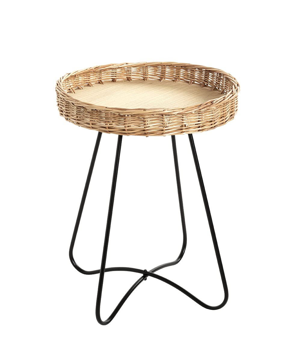 HAKU Möbel Beistelltisch, MDF, natur, schwarz, Ø 41 x H 51 cm, Ø 41 x H 51