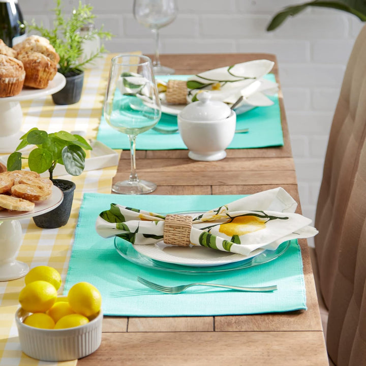 DII Basic Everyday Gerippte Tischplatte, 100% Baumwolle, Tischset, 33 x 48 cm, Aqua, 6-teilig, Aqua