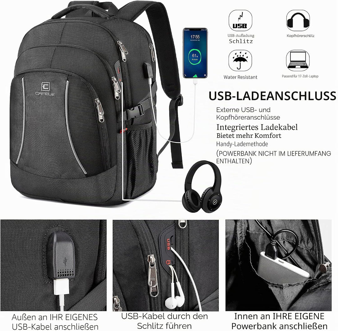 Cafele Rfid Anti-Diebstahl-Rucksack Laptop Schulrucksack Teens Bookbag Mittlerer Computerrucksack mi