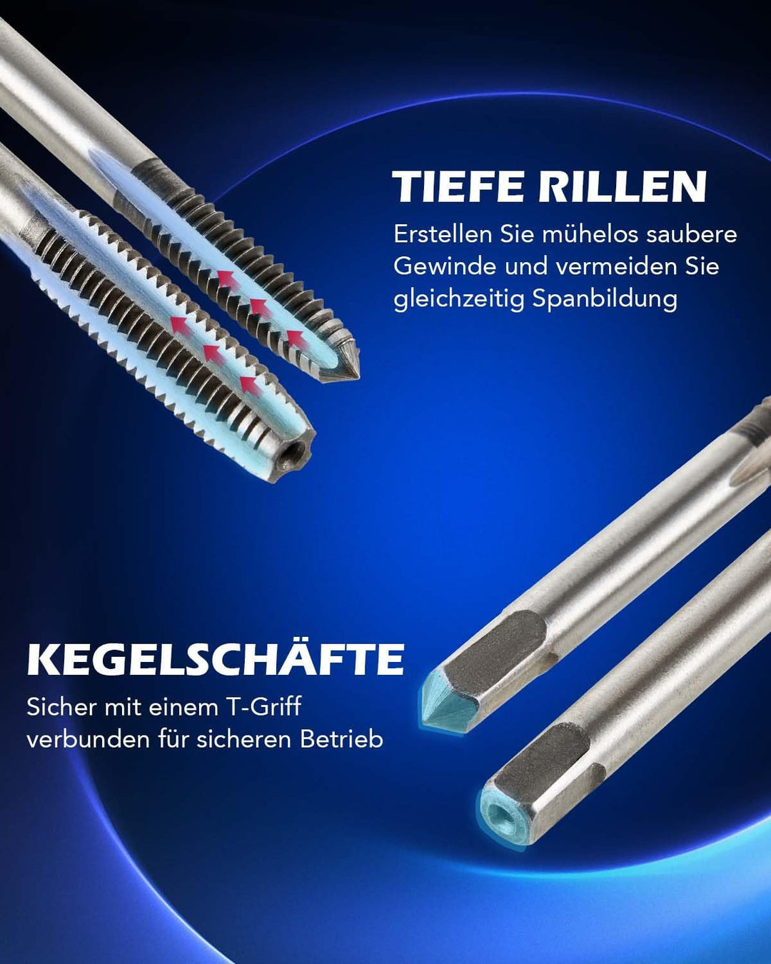 Orion Motor Tech Gewindeschneider Set 40 tlg. Gewindeschneid Satz Metrisch M3-M12 Gewindebohrer Satz