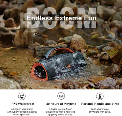 DOSS Extreme Boom+ Bluetooth Lautsprecher Draussen mit Wasserdichter IP67, 100W Stereo Sound, 10400m