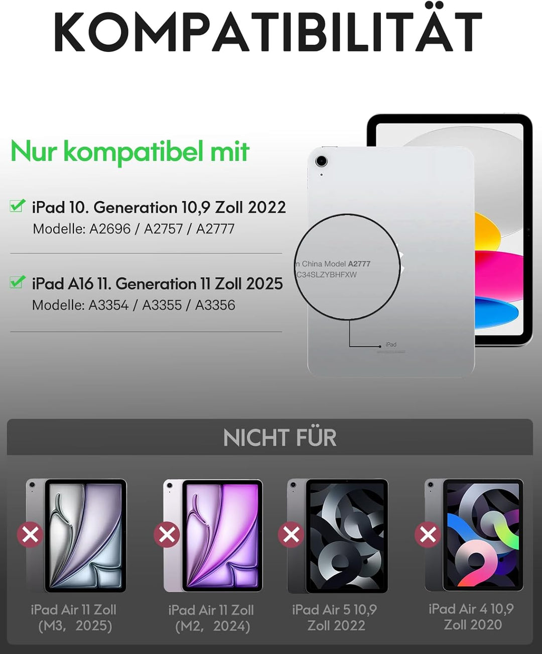 CHESONA iPad 10 Generation Hülle mit Tastatur(10,9, 2022), 7 Farben Beleuchtung, Multi Touch Trackpa