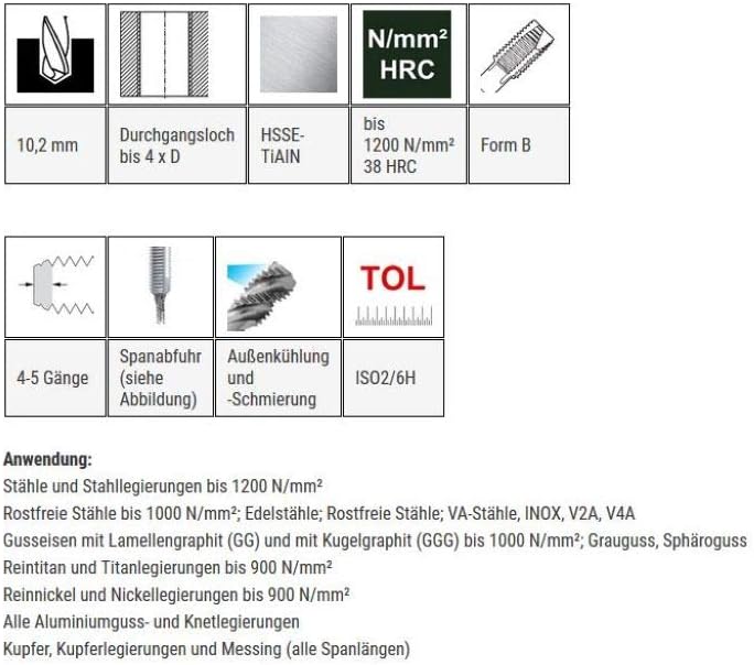 Baer Maschinengewindebohrer UNiTap HSSE TiAIN M12 Form B Gewindeschneider - Grösse M 12 x 1,75 - DIN
