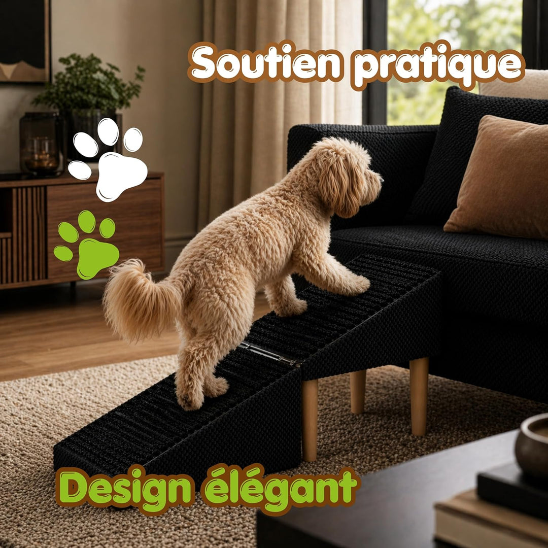 Outentin Hundetreppe Klappbar – rutschfeste Hunderampe & Weiche Haustiertreppe für Kleine & Grosse H