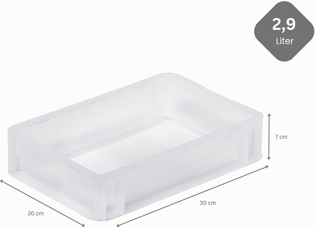 PROREGAL SuperSparSet 5x Transparenter Eurobehälter BasicLine mit geschlossenem Griff | HxBxT 7x20x3