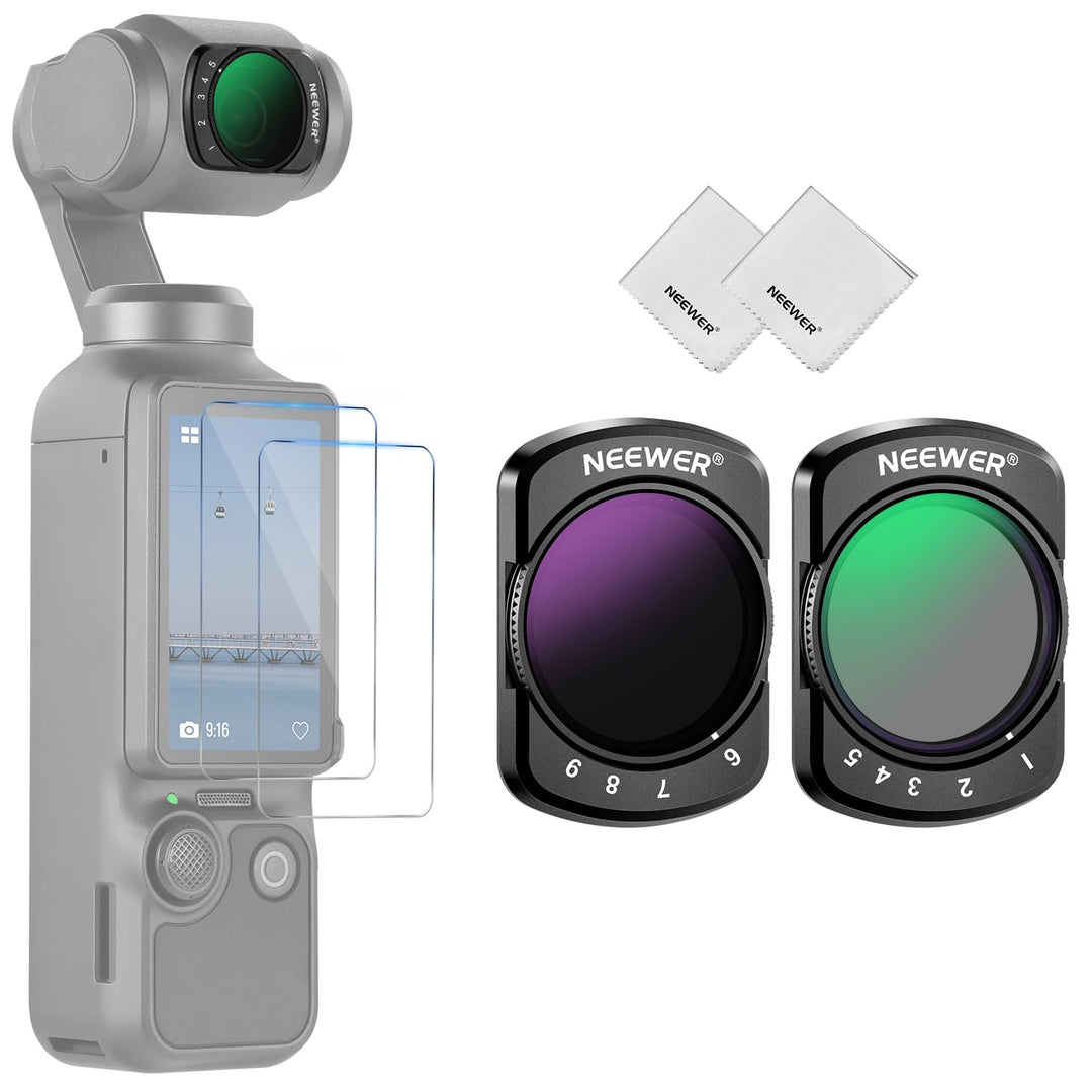 NEEWER Variables ND Filter Set, kompatibel mit DJI Osmo Pocket 3 Creator Combo Zubehör, ND2-32, ND64