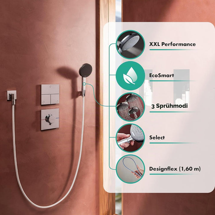 hansgrohe Raindance Alive Select S - Duschset mit Duschkopf wassersparend (EcoSmart, 3 Strahlarten i
