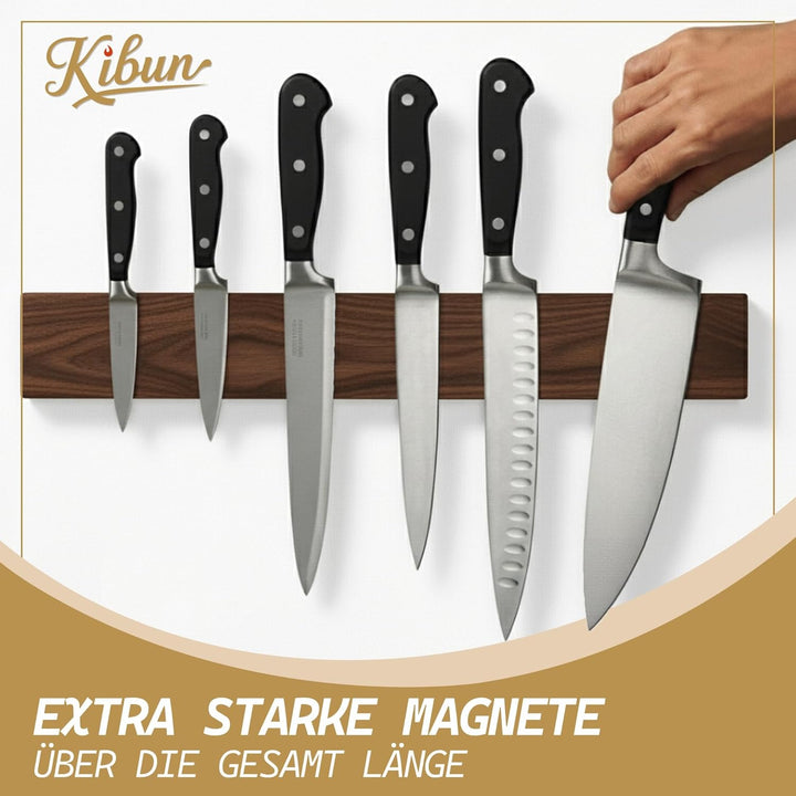 Kibun® Magnetleiste für Messer 40 cm; Extra Starker Magnet Messerhalter, edles Bambus/Walnuss Holz M