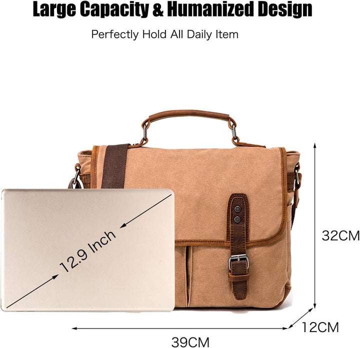 FANDARE Retro Umhängetasche Herren Segeltuch Handtasche Schultertasche Aktentasche Junge Messenger C