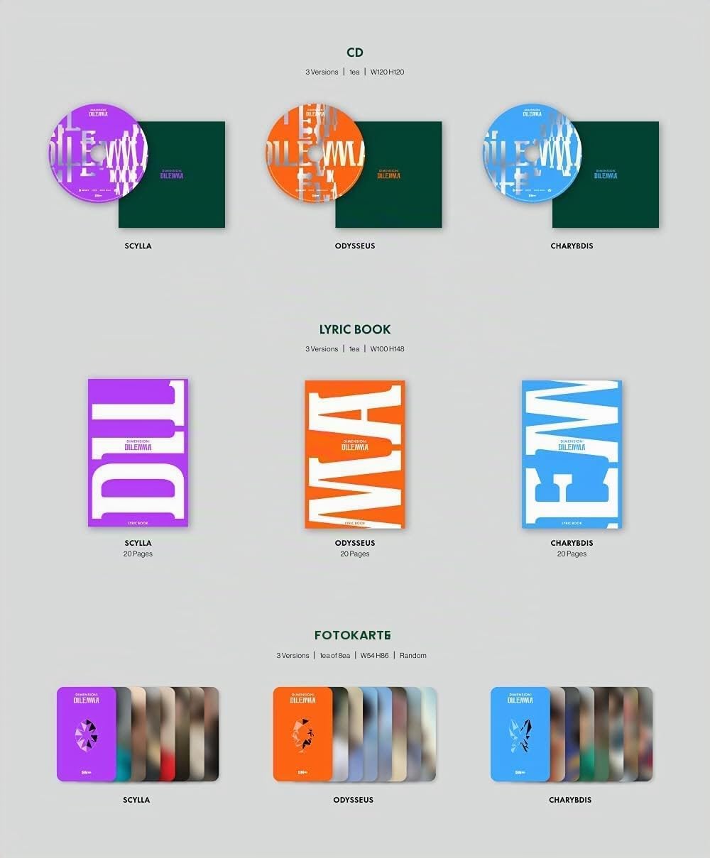ENHYPEN - DIMENSION : DILEMMA Album+Pre-Order Benefit+Folded Poster+Extra Photocards Set (CHARYBDIS