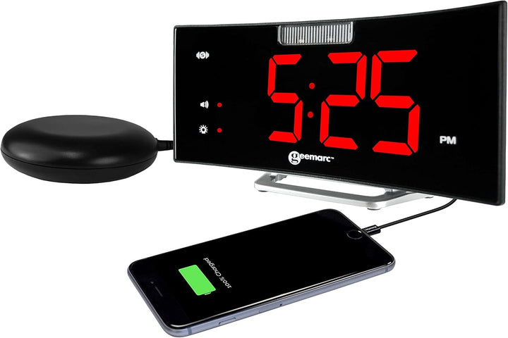 Wecker mit starkem 95dB Alarm, Vibrationskissen, grossem Display und Blitzlicht - Die Geemarc Wake '