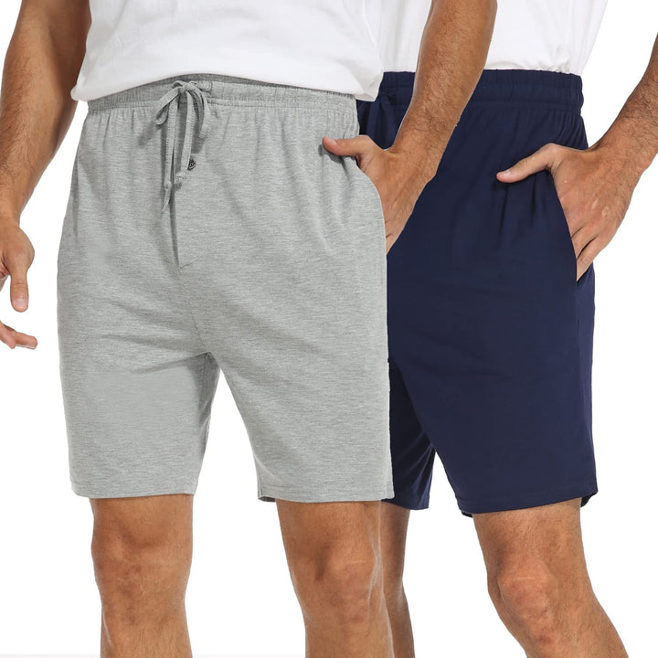 North Bund Herren Schlafanzughose Kurz Pyjamahose 2er Pack Schlafshorts Freizeithose Sommer Nachtwäs