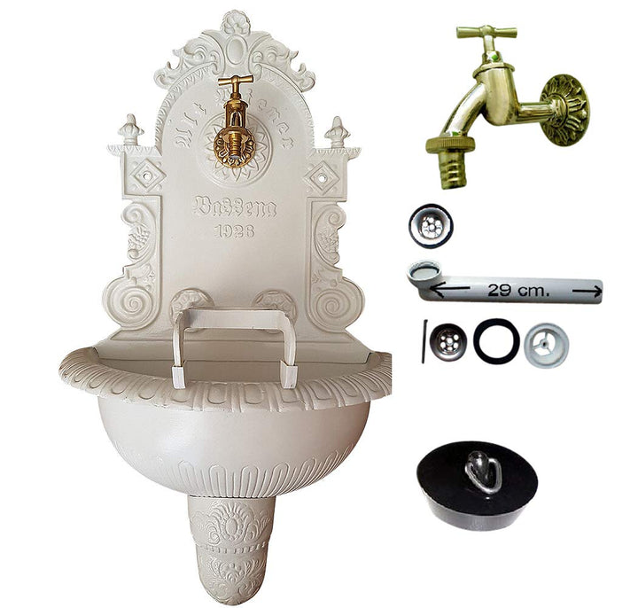 MG2-FF-W Wandbrunnen Bassena Wand Brunnen weiss 1926