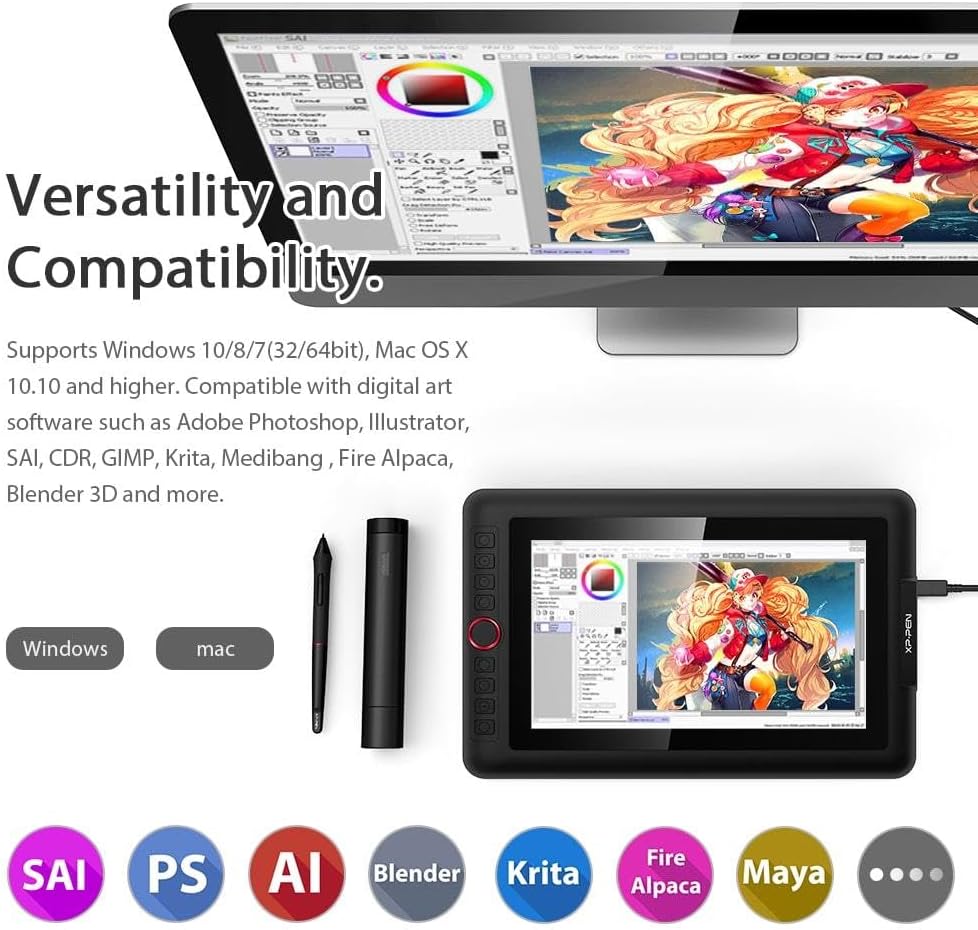 XP-PEN Artist 13.3 Pro - 13,3 Zoll Full-Laminiertes IPS-Display Dial Button & Express Keys für Kunst
