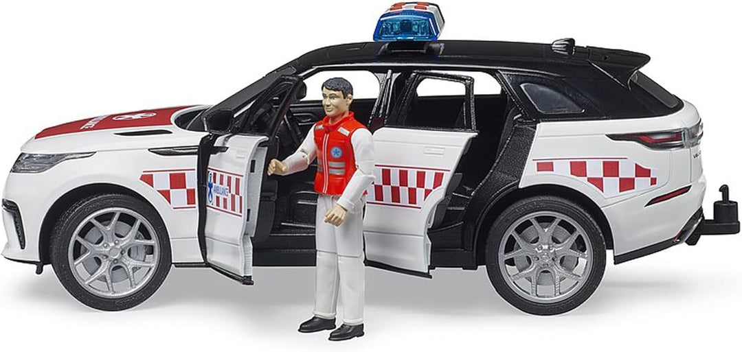 bruder 02885 - Range Rover Velar Notarztfahrzeug mit Fahrer und Light & Sound Modul - 1:16 Fahrzeuge