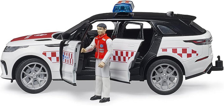 bruder 02885 - Range Rover Velar Notarztfahrzeug mit Fahrer und Light & Sound Modul - 1:16 Fahrzeuge