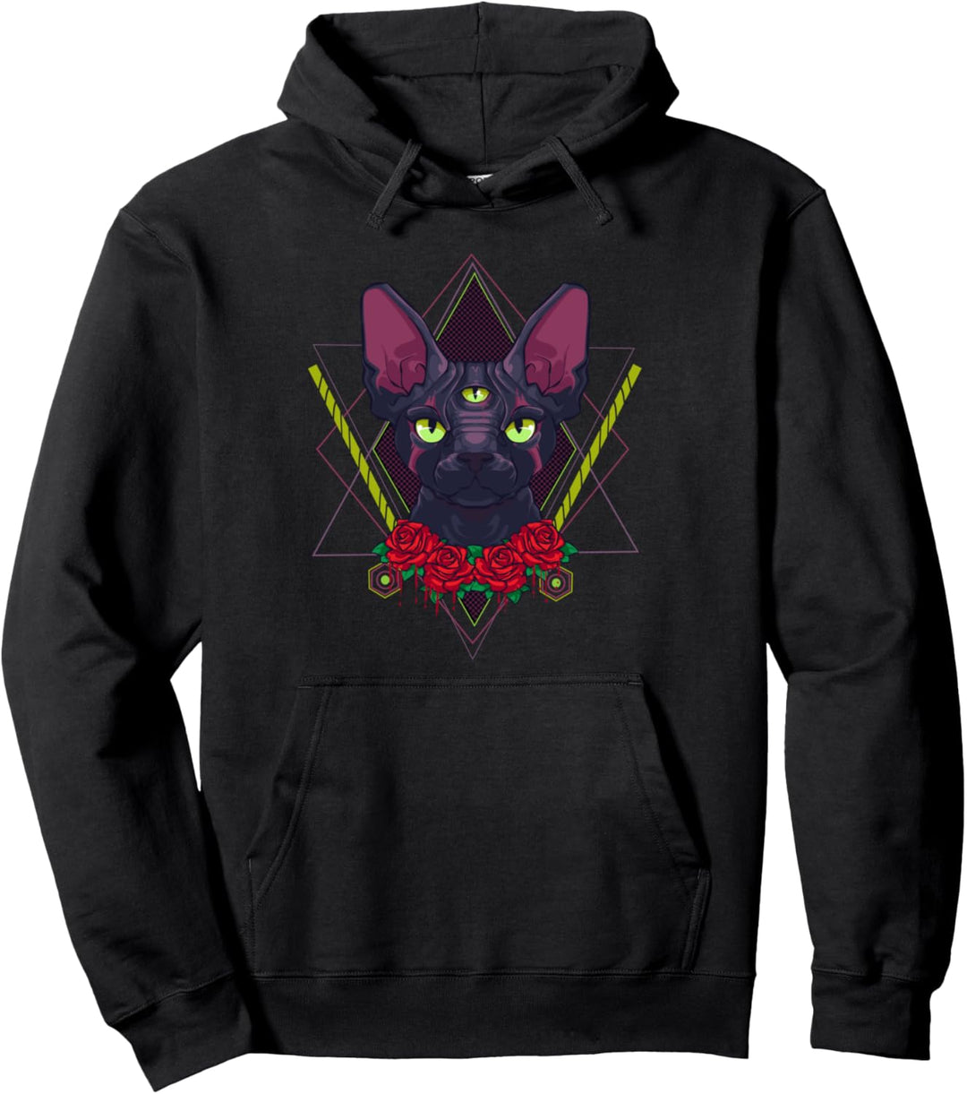 Ästhetischer Pastell Goth Sphynx Hairless Cat Lover Pullover Hoodie