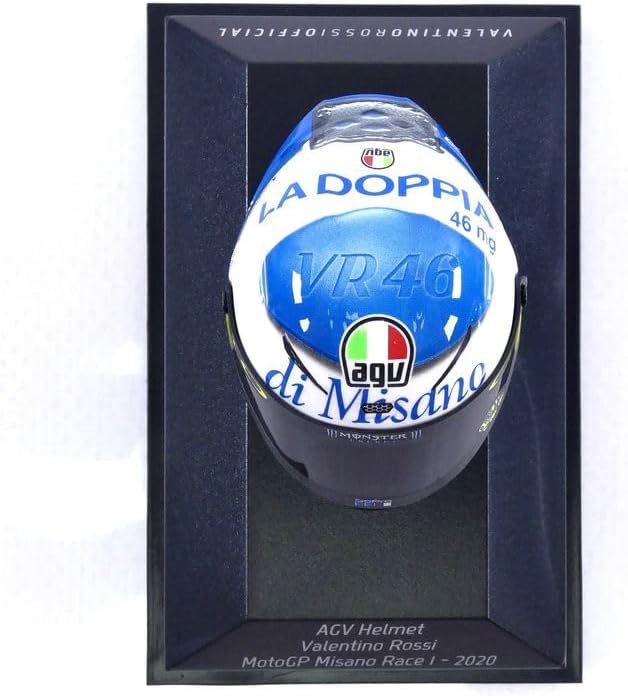 Minichamps 399200076-1:8 AGV Helmet-Valentino Rossi-Moto GP Misano Race 1 2020 Collectible Miniatura