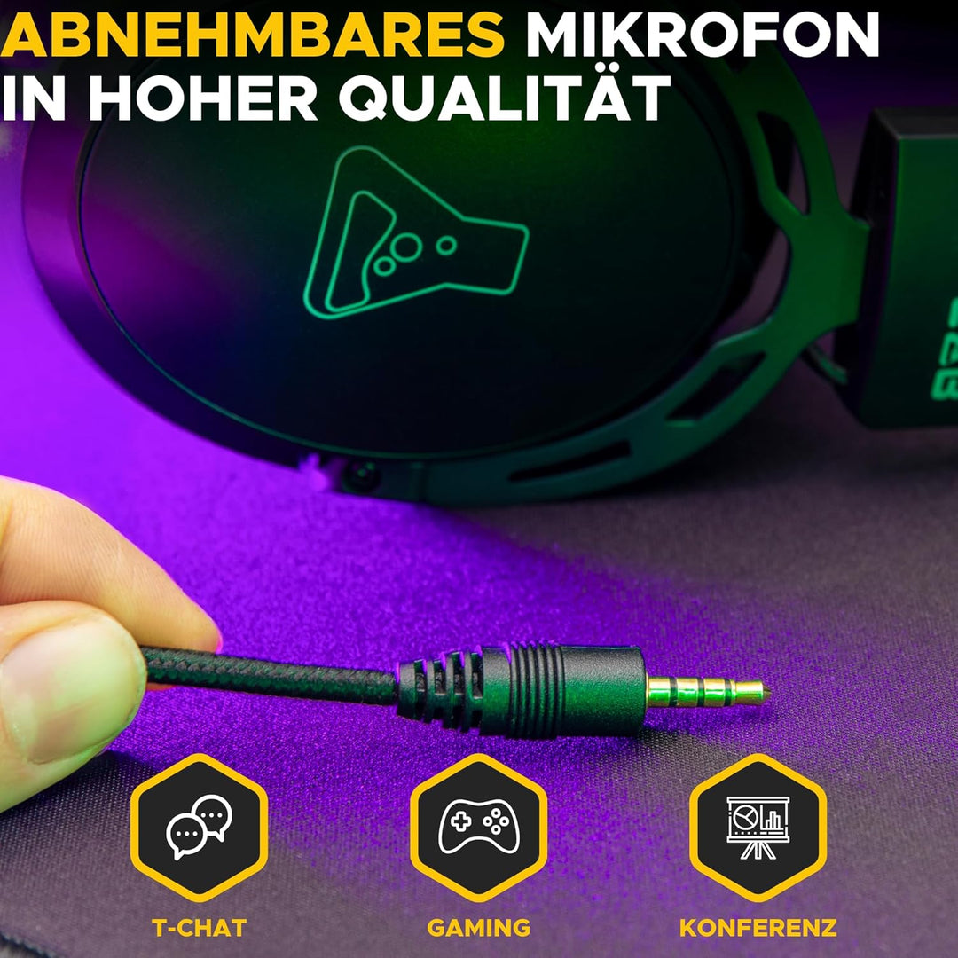 THE G-LAB Korp Titanium - Gaming Headset - Kabelgebundenes Gaming-Headset mit abnehmbarem Mikrofon,