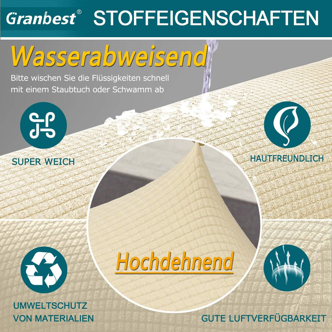 Granbest Premium Wasserdicht Sofa Sitzkissenbezug, High Stretch Jacquard Sitzkissenschutz Sofasitzbe