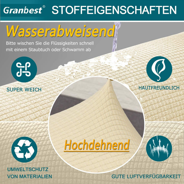 Granbest Premium Wasserdicht Sofa Sitzkissenbezug, High Stretch Jacquard Sitzkissenschutz Sofasitzbe