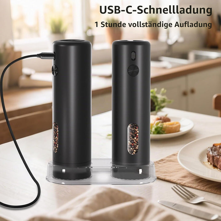 Salz und pfeffermühle elektrisch Set aufladbar, Automatis elektrische pfeffermühle set mit grosse Ka